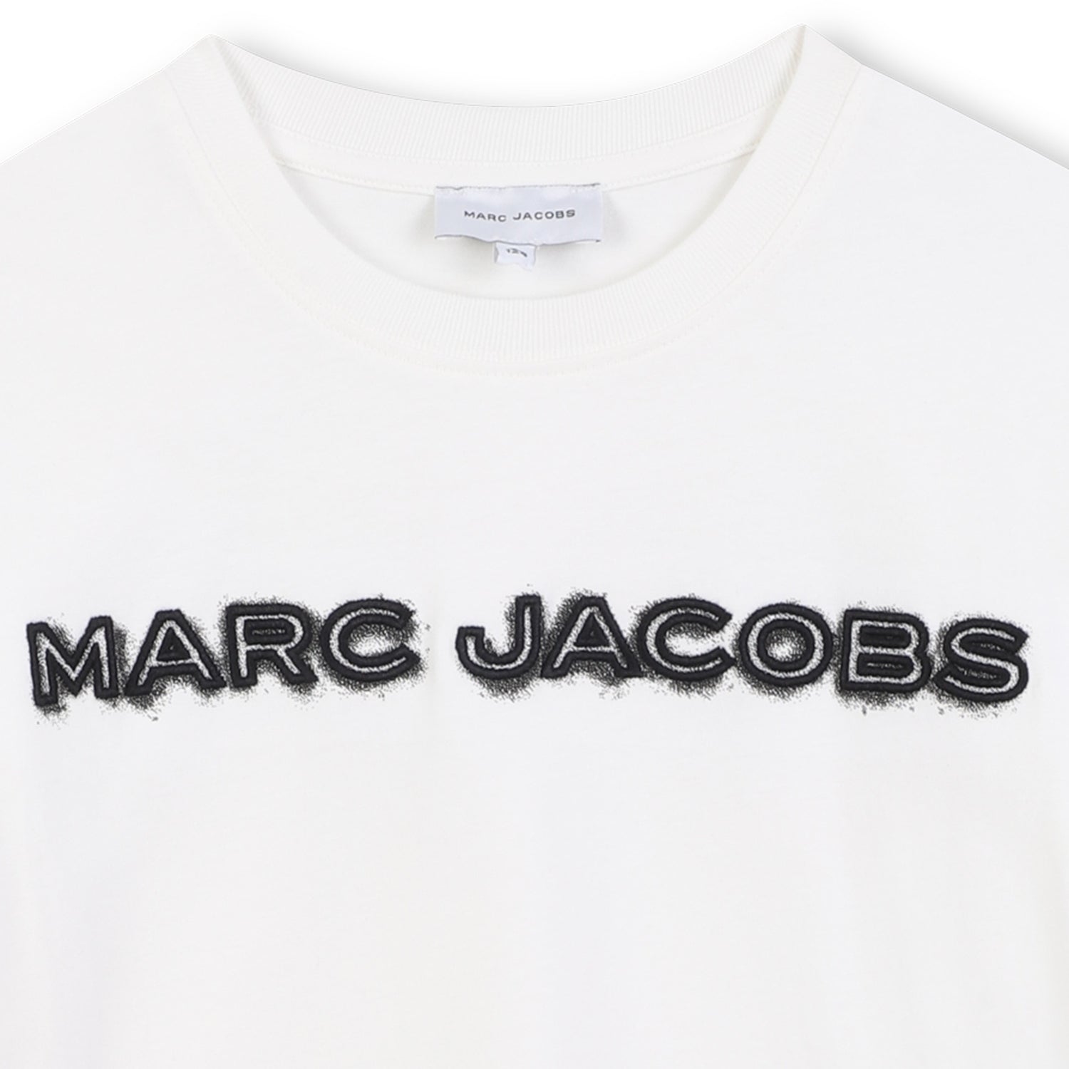 Cotton Jersey T-Shirt with Embroidered Marc Jacobs Illustration in Black and Ivory