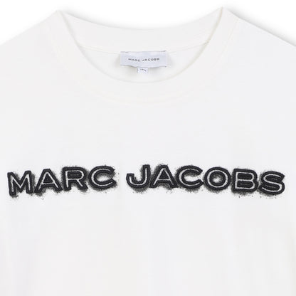 Cotton Jersey T-Shirt with Embroidered Marc Jacobs Illustration in Black and Ivory