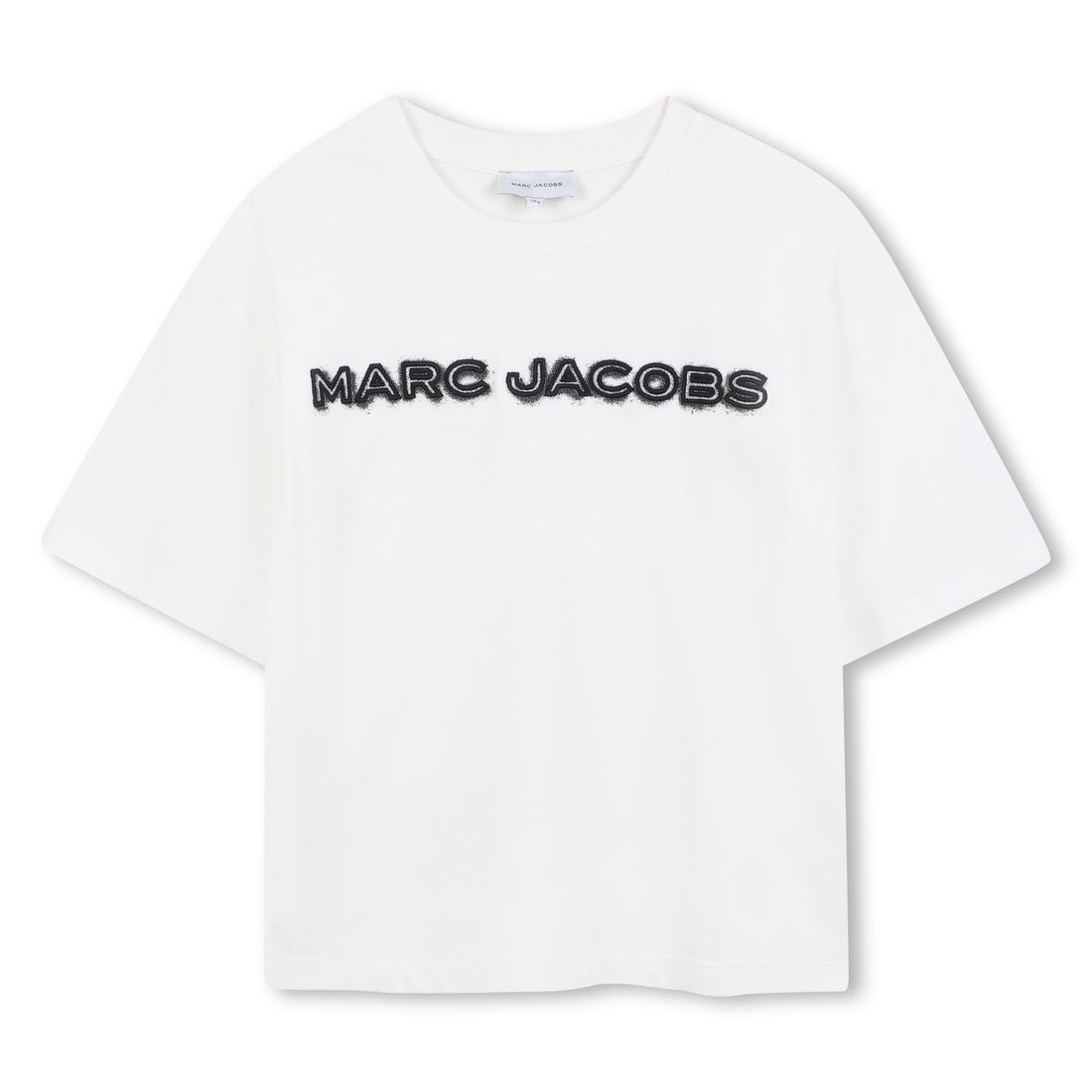 Cotton Jersey T-Shirt with Embroidered Marc Jacobs Illustration in Black and Ivory
