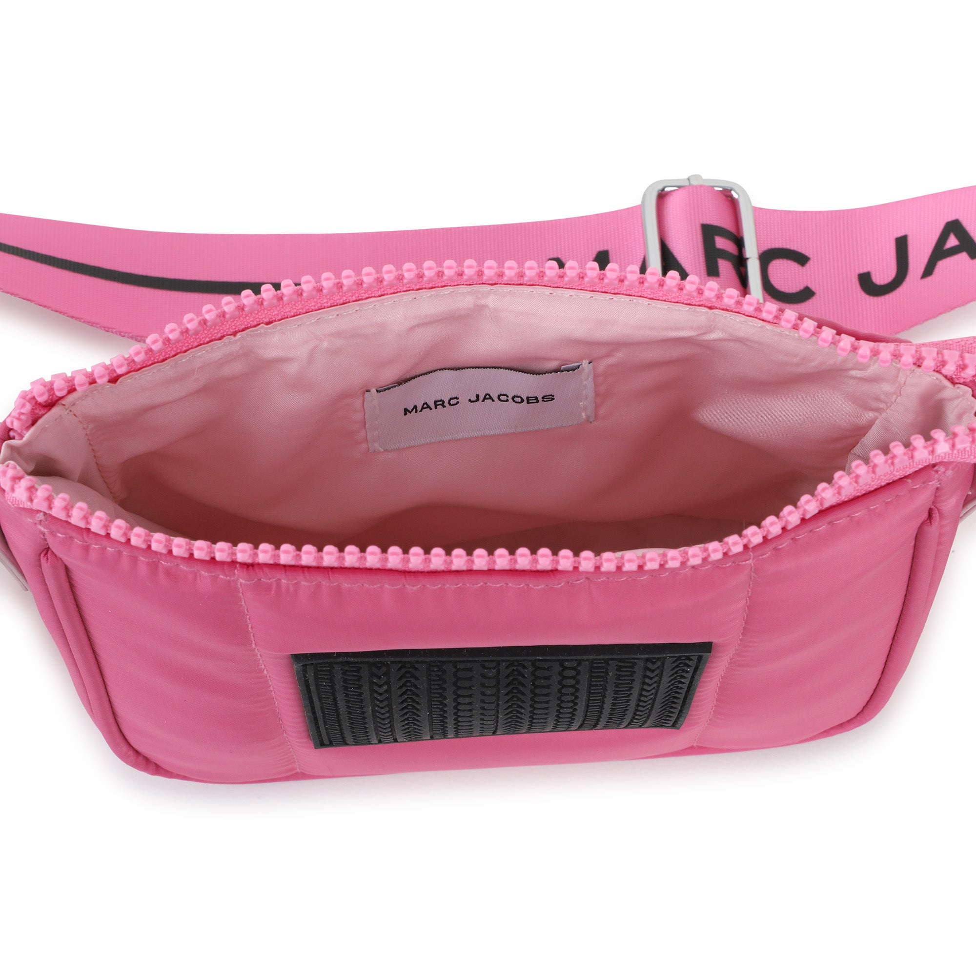 Fuchsia Coated Fabric Handle Bag with Adjustable Branded Strap