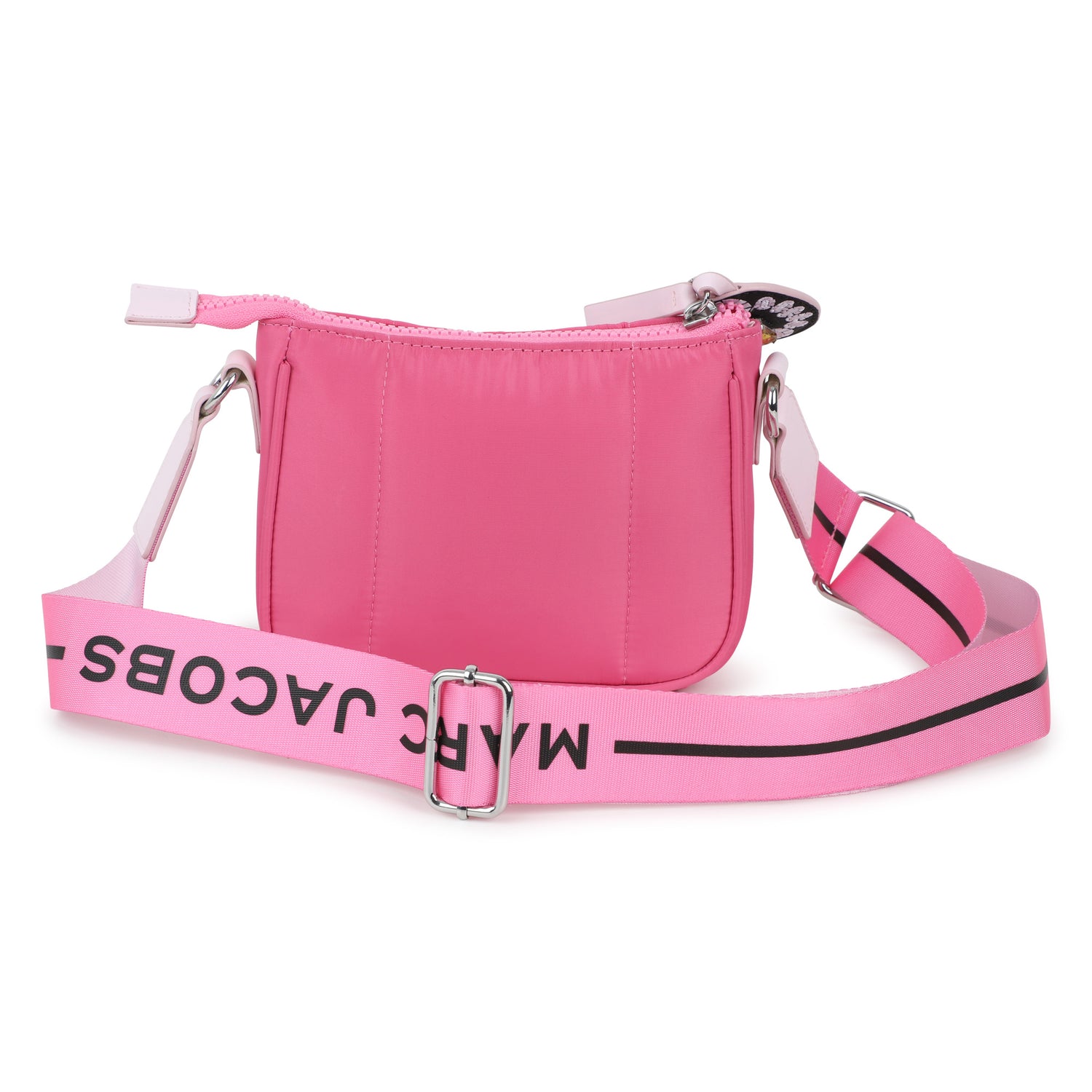Fuchsia Coated Fabric Handle Bag with Adjustable Branded Strap