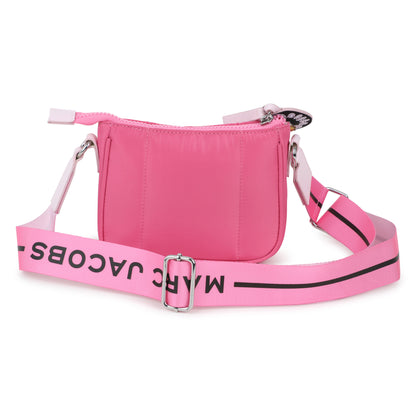 Fuchsia Coated Fabric Handle Bag with Adjustable Branded Strap