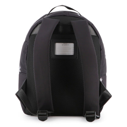 Black Twill Backpack with Daisy Print and Rhinestone Details