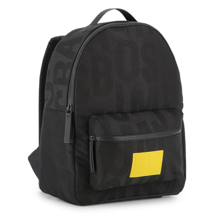 Twill Backpack with Monogram Design and Padded Straps