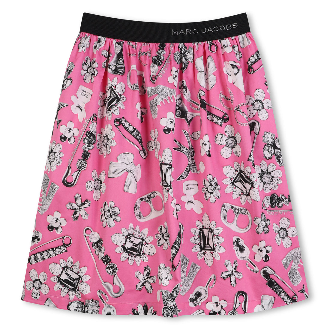 Printed Skirt with Elastic Waistband, Pink