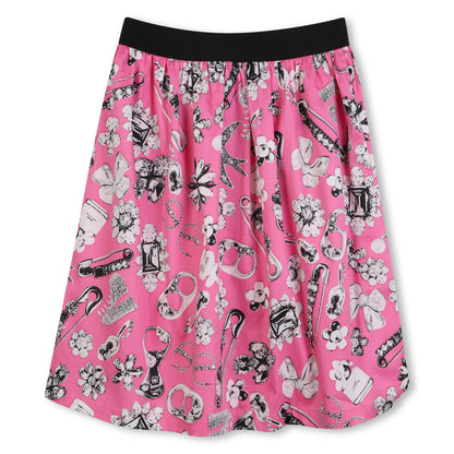 Printed Skirt with Elastic Waistband, Pink