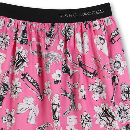 Printed Skirt with Elastic Waistband, Pink