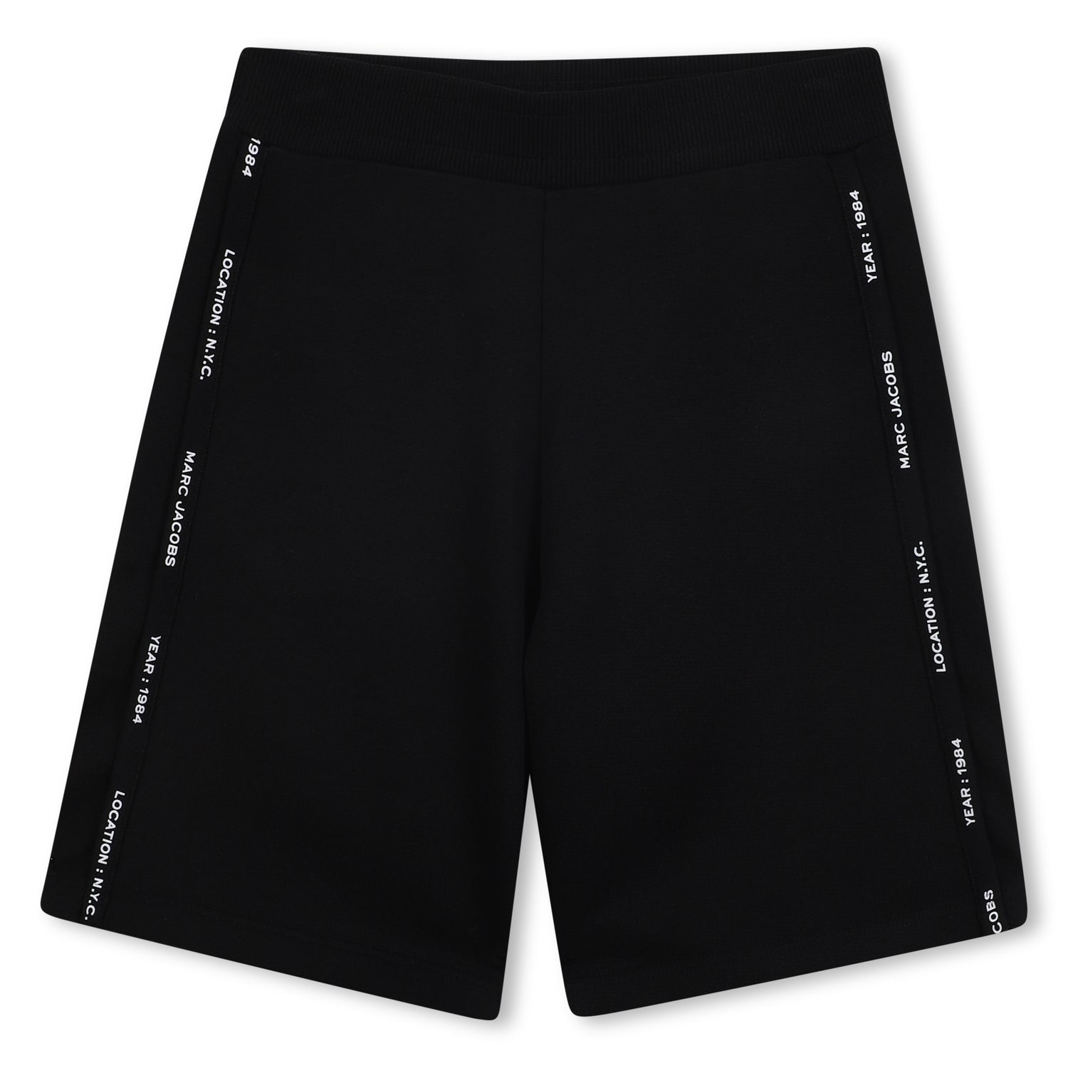 Black Organic Cotton Fleece Shorts with Side Braid and Signature Stitching