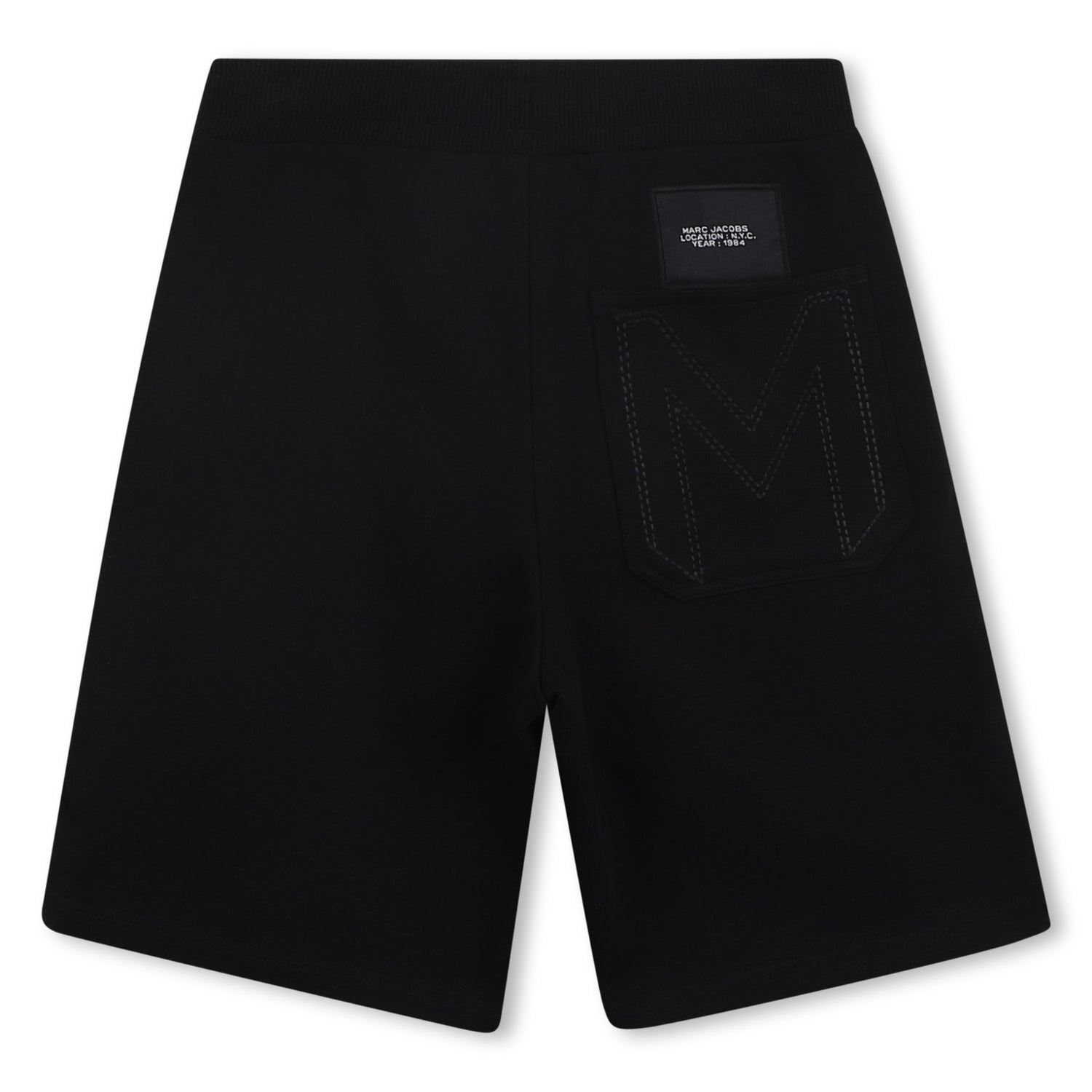 Black Organic Cotton Fleece Shorts with Side Braid and Signature Stitching