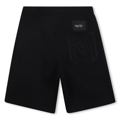 Black Organic Cotton Fleece Shorts with Side Braid and Signature Stitching