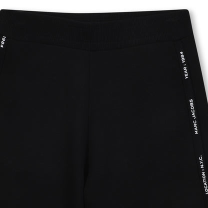 Black Organic Cotton Fleece Shorts with Side Braid and Signature Stitching