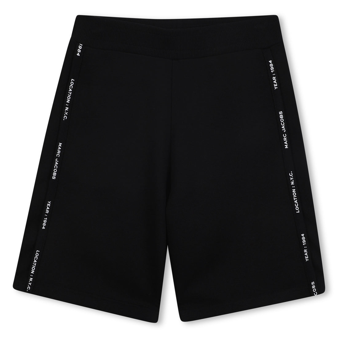 Black Organic Cotton Fleece Shorts with Side Braid and Signature Stitching