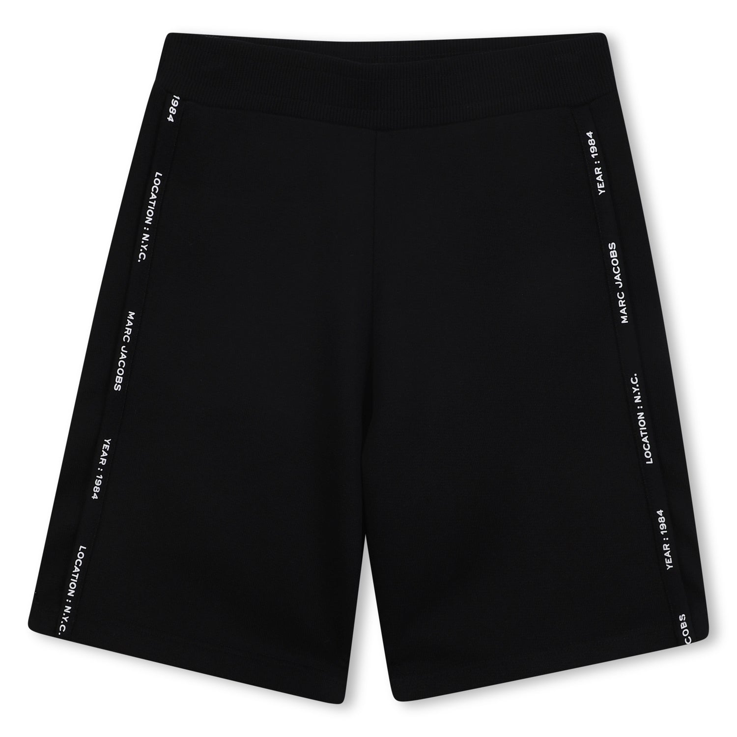 Black Organic Cotton Fleece Shorts with Side Braid and Signature Stitching