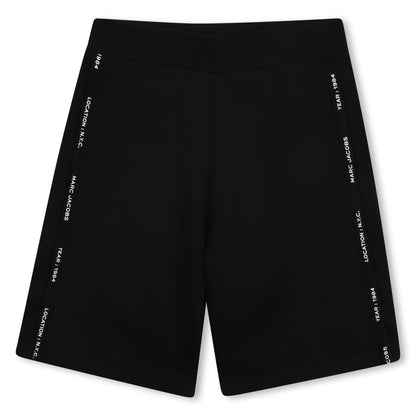 Black Organic Cotton Fleece Shorts with Side Braid and Signature Stitching