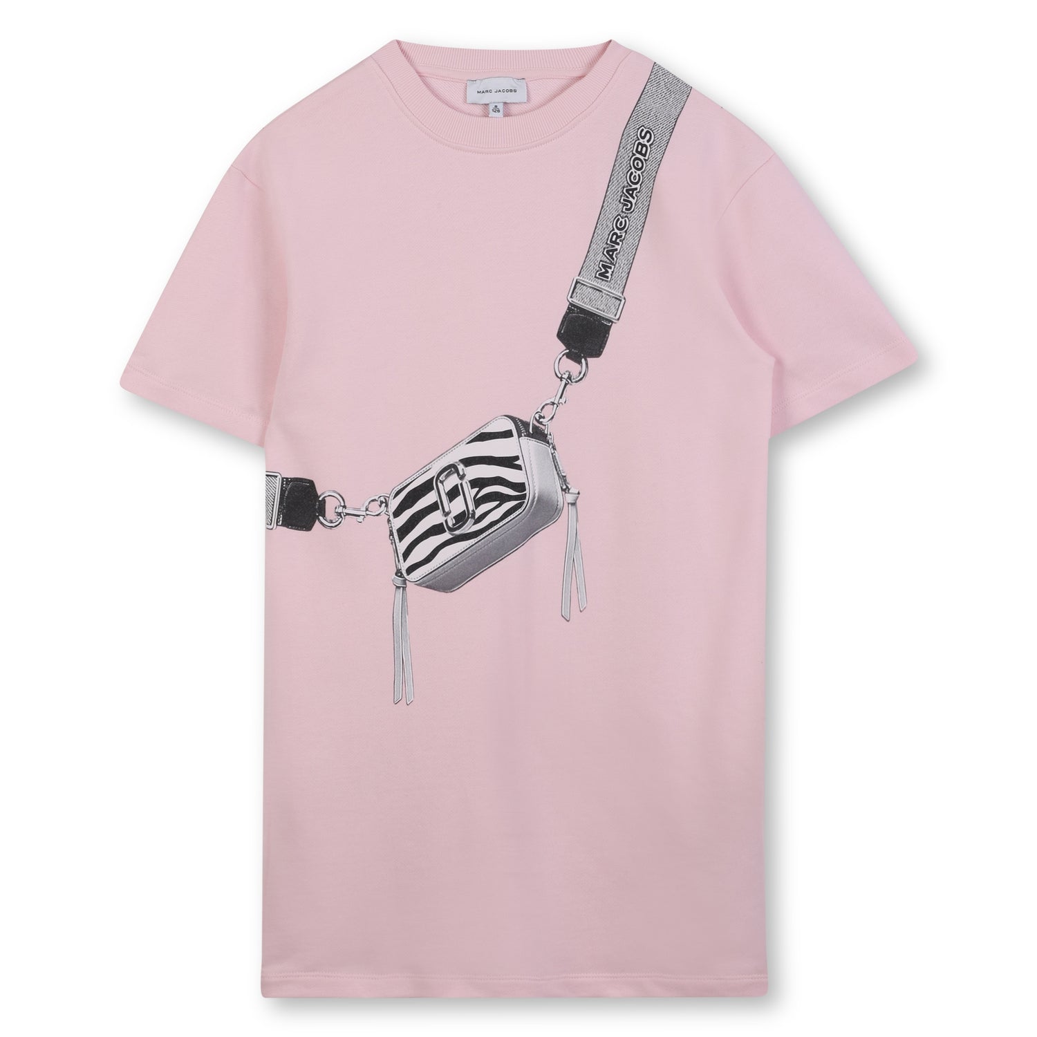 Pink Cotton French Terry Dress with Trompe L’Oeil “Snapshot” Illustration
