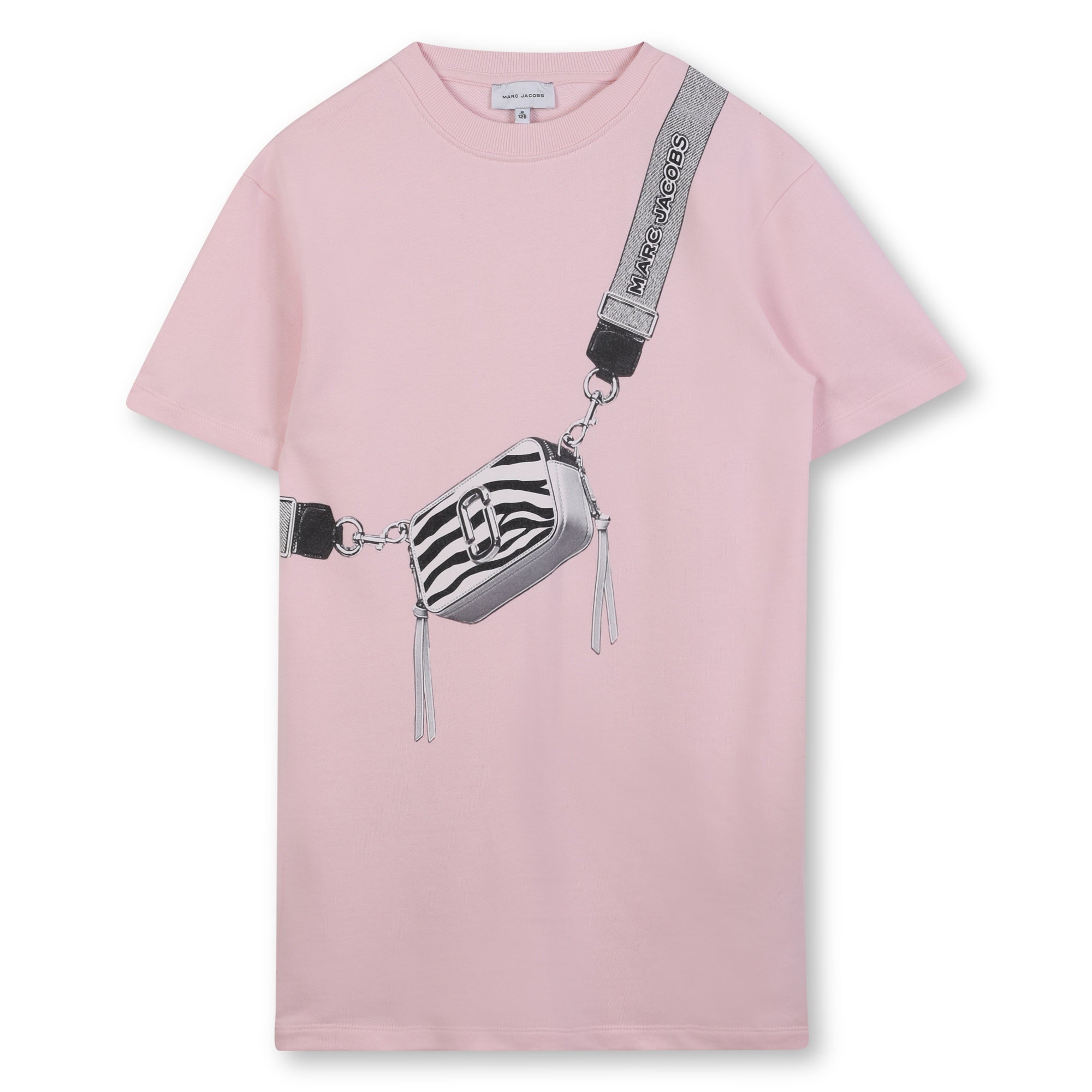 Pink Cotton French Terry Dress with Trompe L’Oeil “Snapshot” Illustration