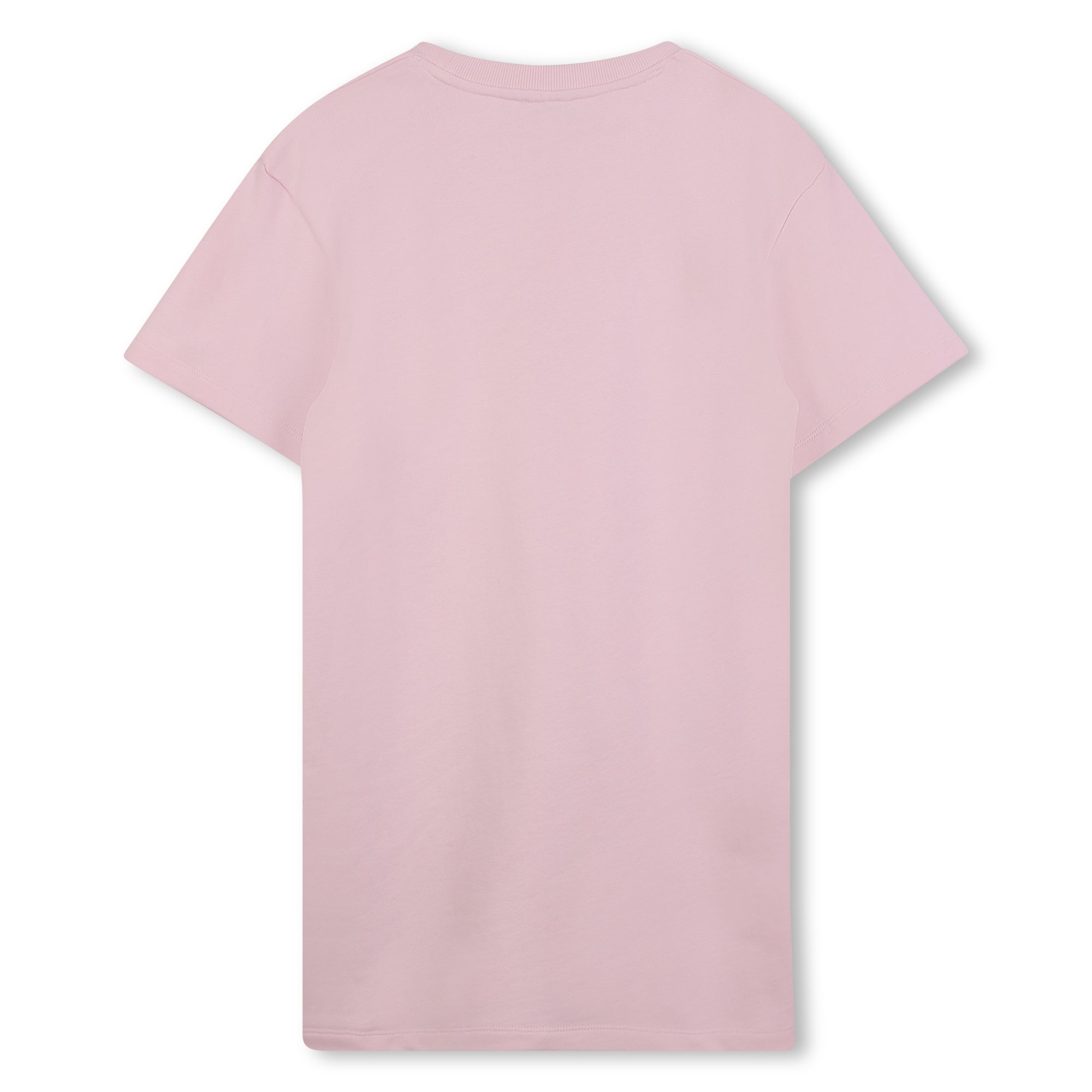 Pink Cotton French Terry Dress with Trompe L’Oeil “Snapshot” Illustration