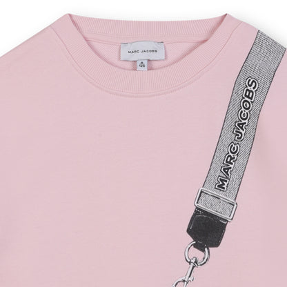 Pink Cotton French Terry Dress with Trompe L’Oeil “Snapshot” Illustration