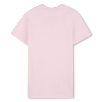Cotton French Terry T Shirt Dress With Rhinestone Logo, Light Pink The Marc Jacobs