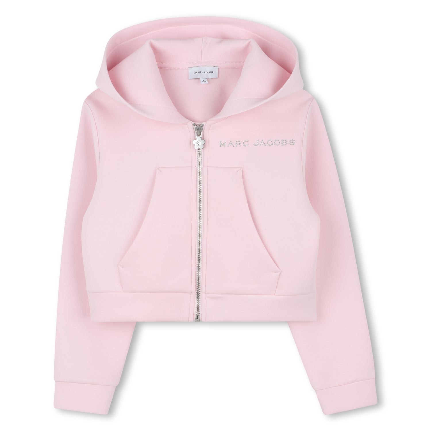 Pink Zip Hoodie with Rhinestone Logo The Marc Jacobs