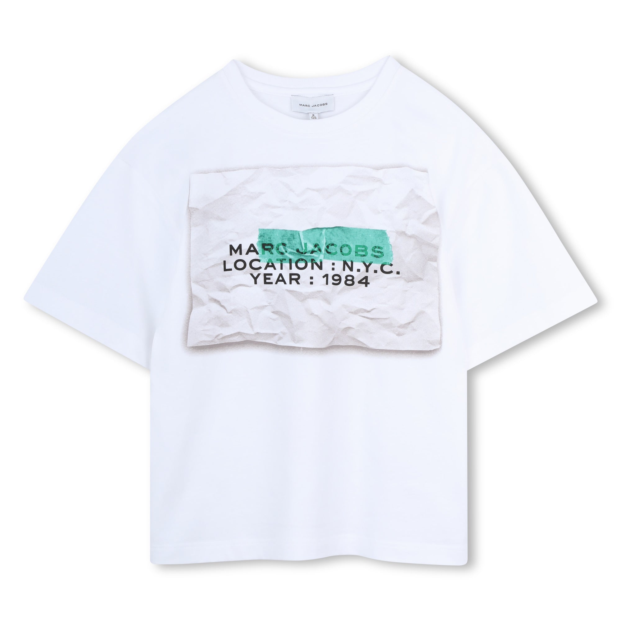 White Cotton T Shirt with Textured Front Print The Marc Jacobs