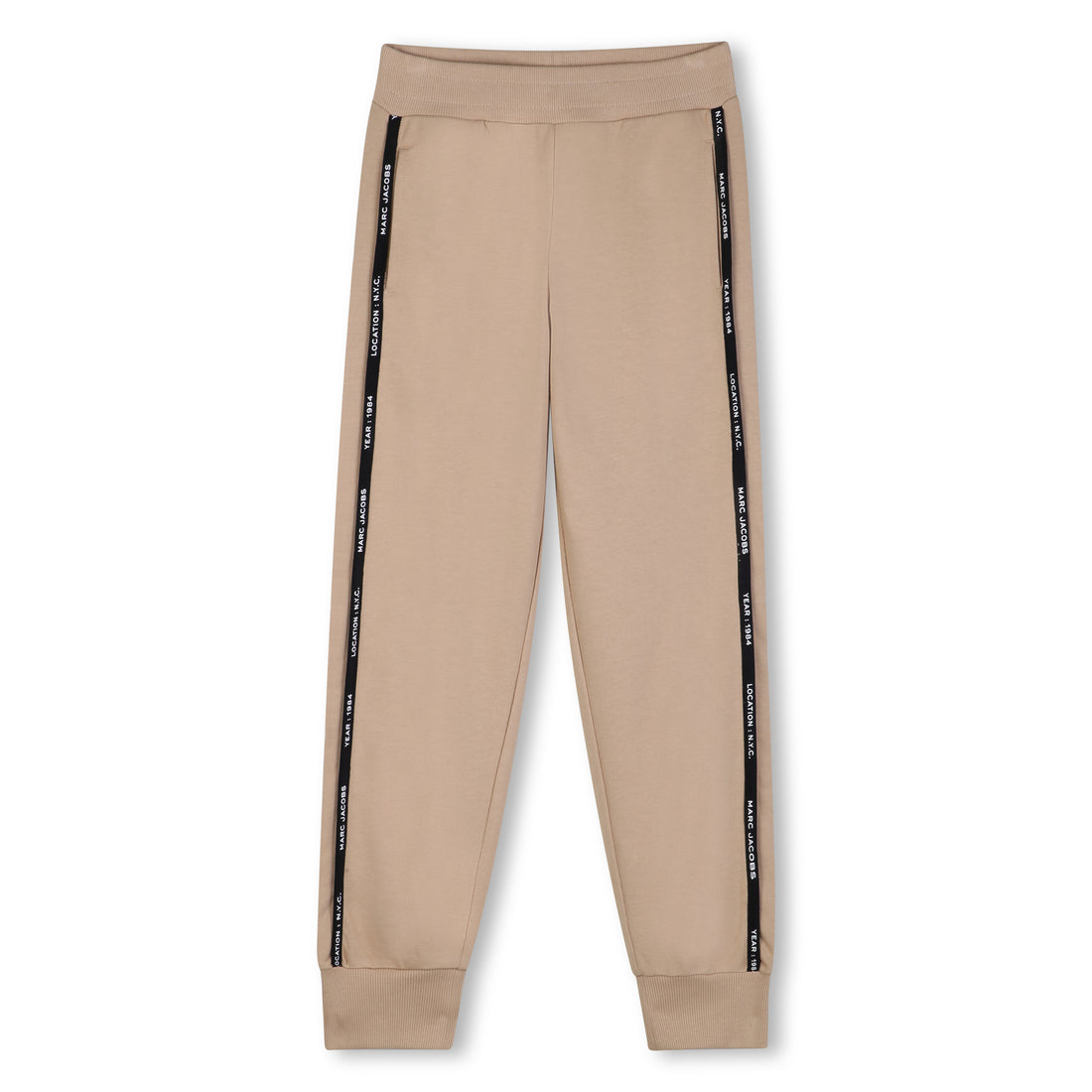 Beige Fleece Jogger Pants with Side Logo Trim The Marc Jacobs
