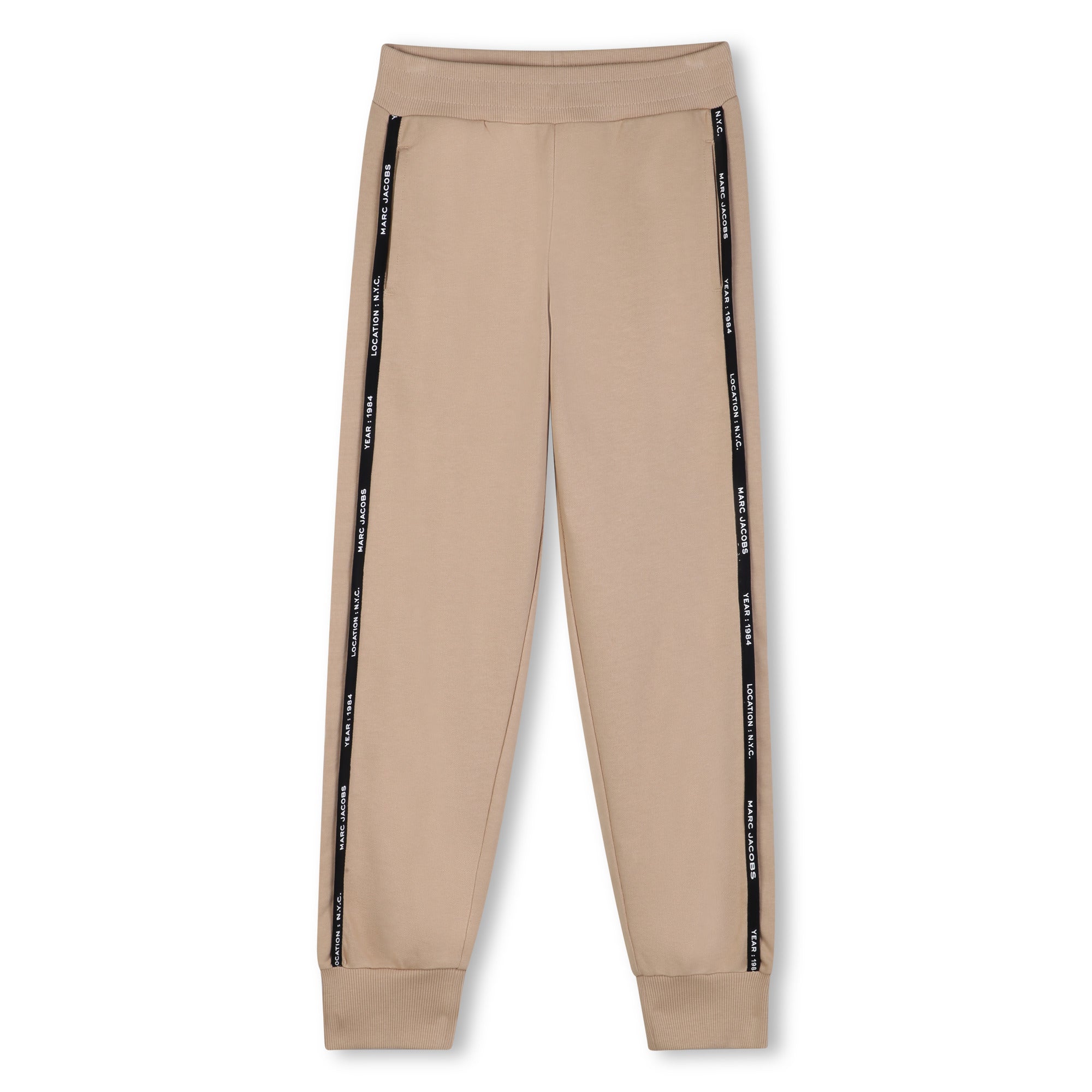 Beige Fleece Jogger Pants with Side Logo Trim The Marc Jacobs