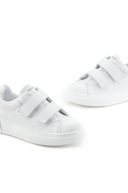 White Leather Velcro Sneakers