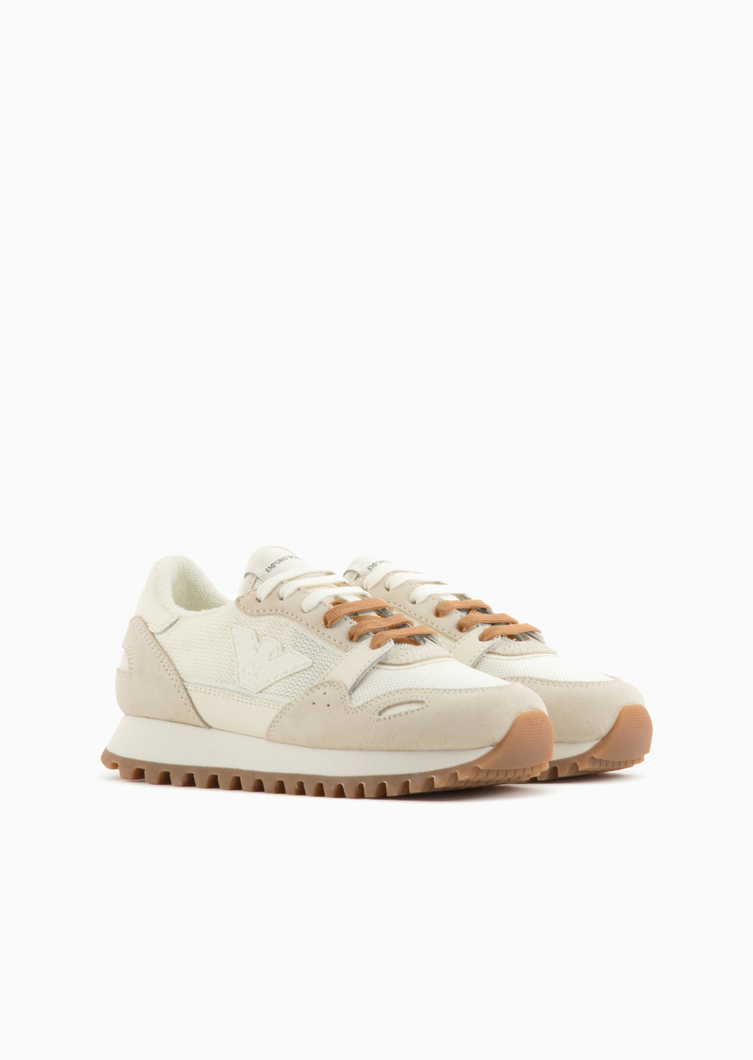 Cream &amp; Tan Suede Sneakers