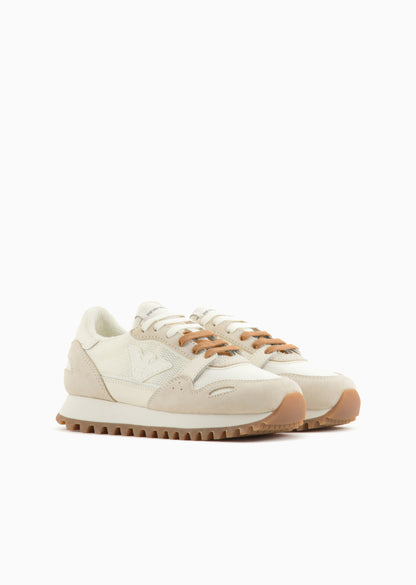 Cream &amp; Tan Suede Sneakers