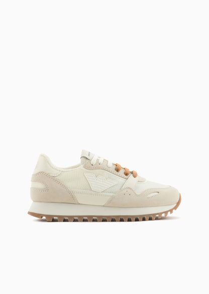 Cream &amp; Tan Suede Sneakers