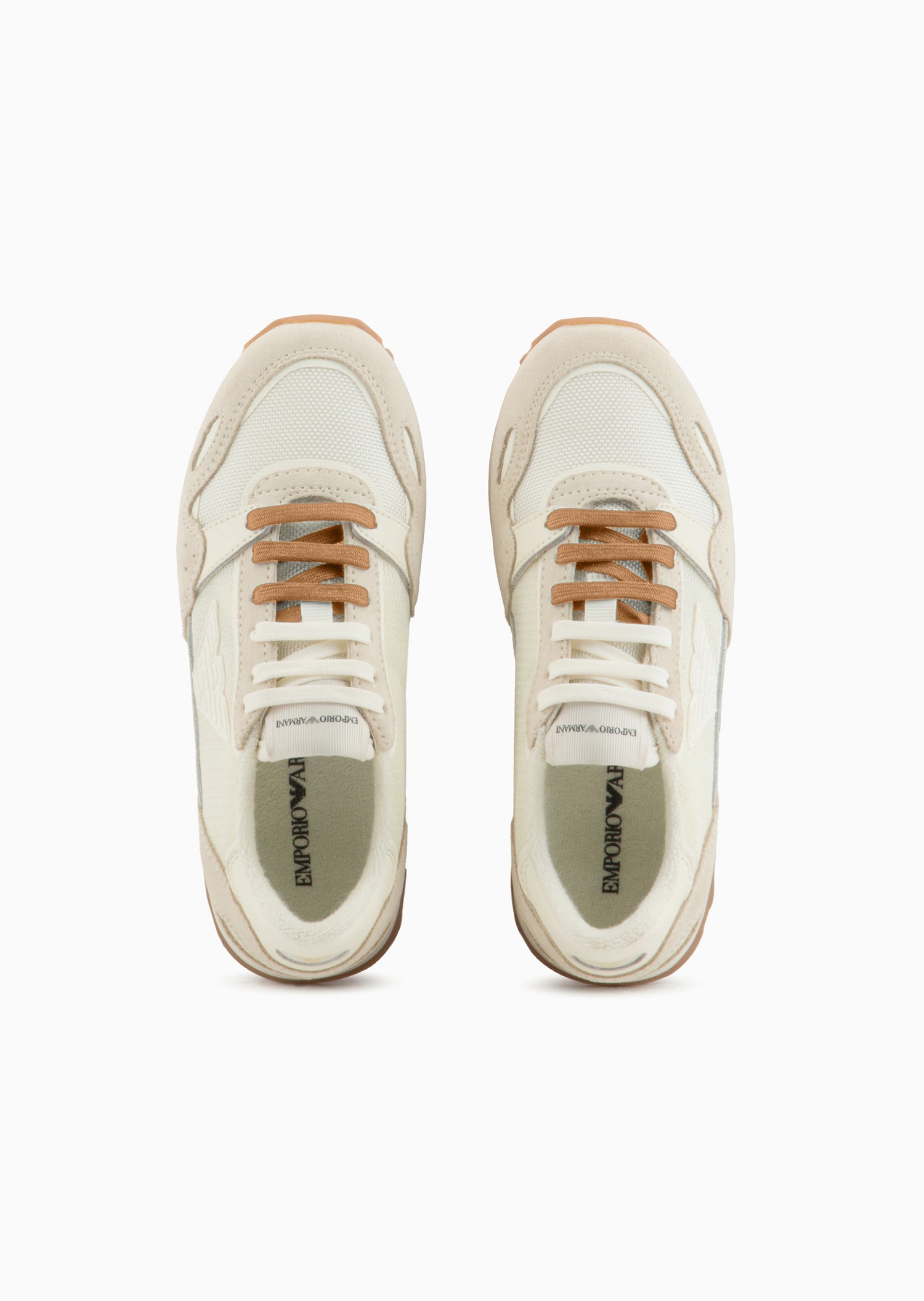 Cream &amp; Tan Suede Sneakers