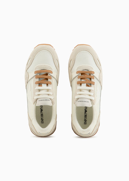 Cream &amp; Tan Suede Sneakers