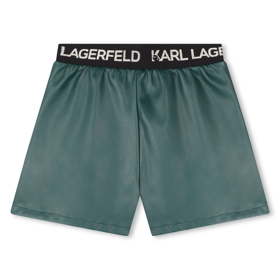 Faux Leather Logo Jacquard Shorts