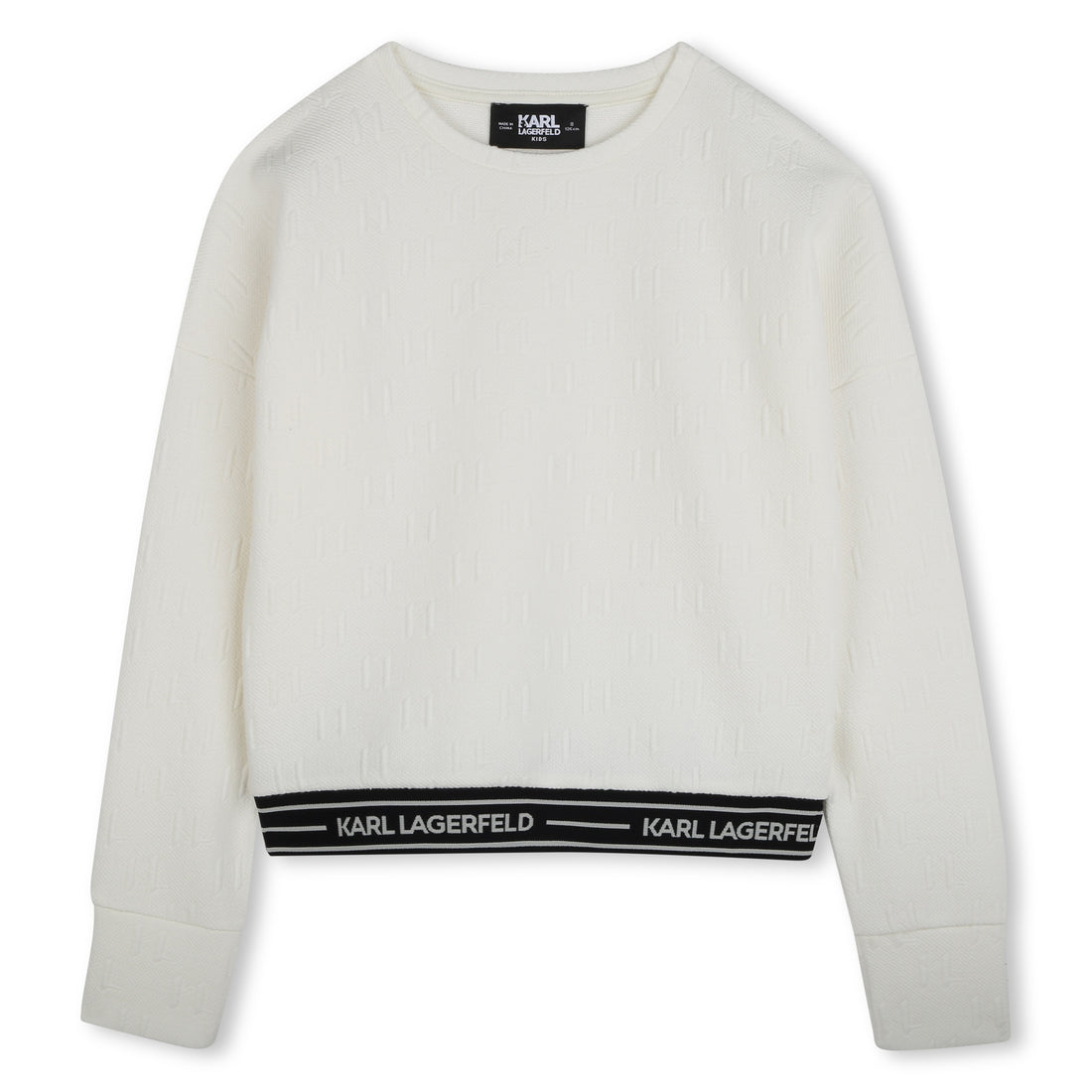 Textured Sweatshirt with Logo Hem