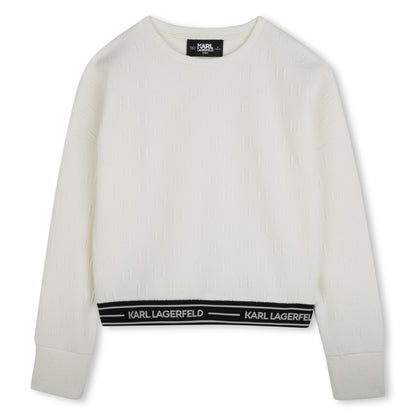 Textured Sweatshirt with Logo Hem