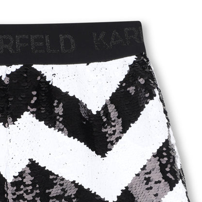 Kids black and white sequin ceremony shorts with herringbone pattern