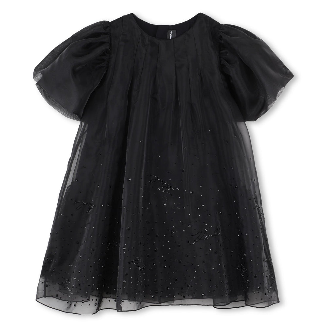 Embellished Puff Sleeve Dress, Black