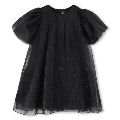 Embellished Puff Sleeve Dress, Black