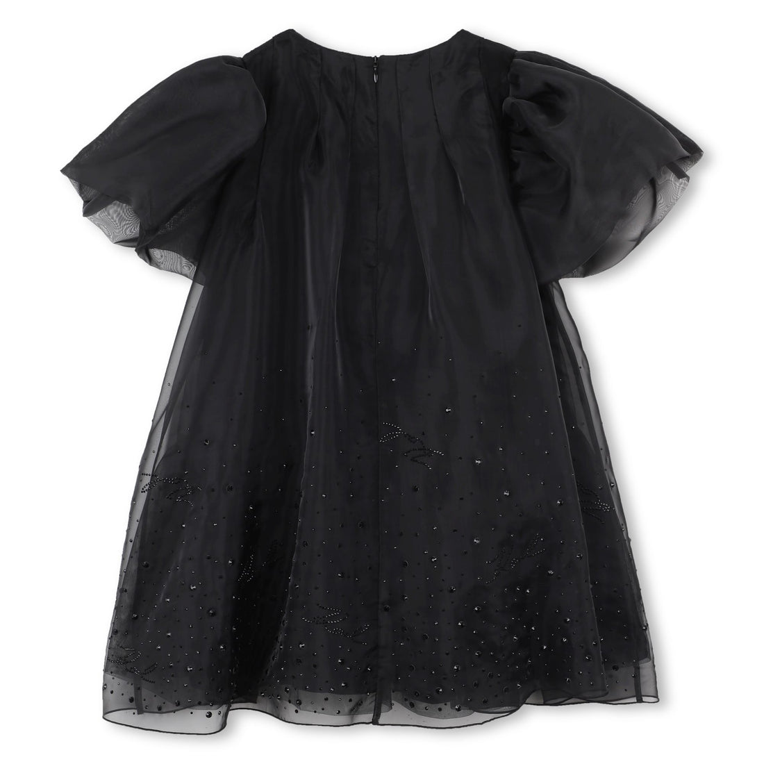 Embellished Puff Sleeve Dress, Black