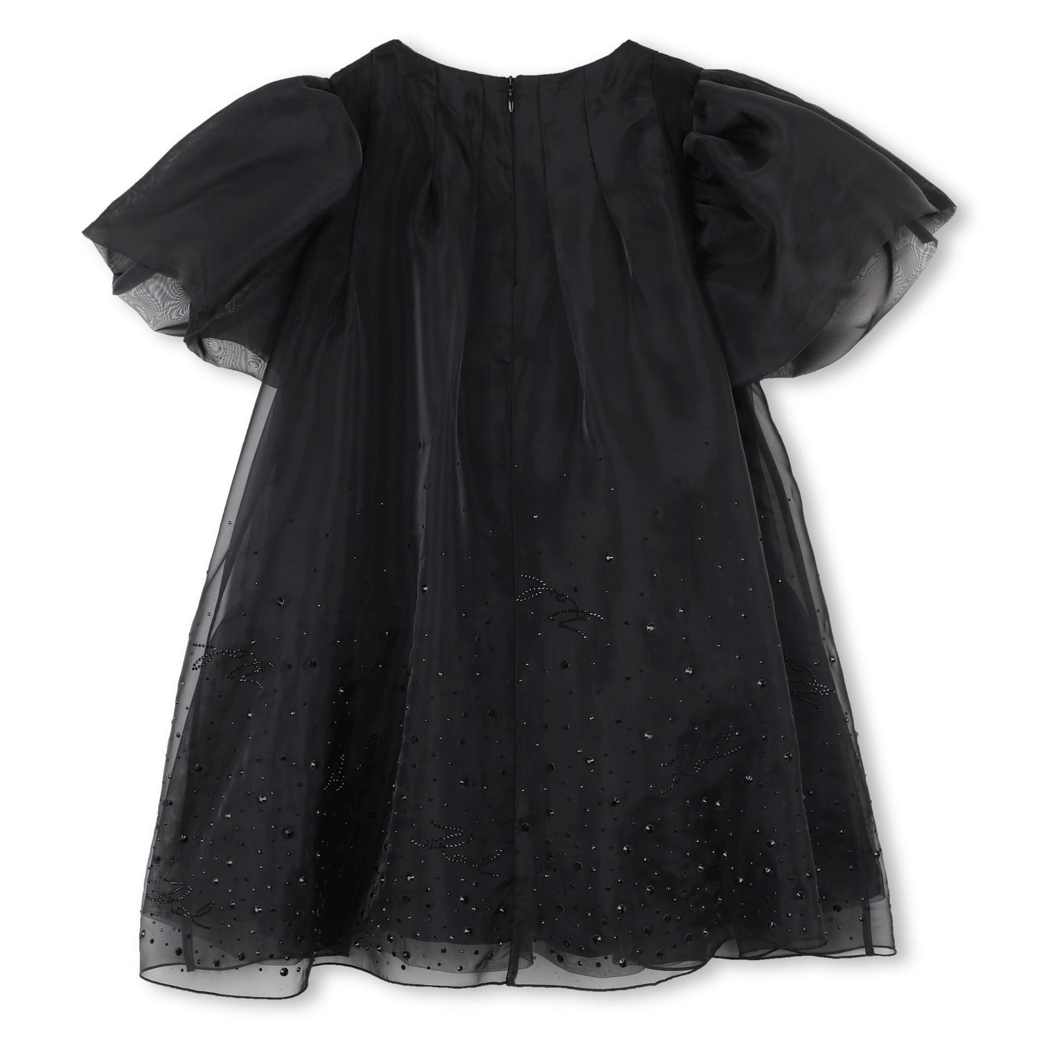Embellished Puff Sleeve Dress, Black