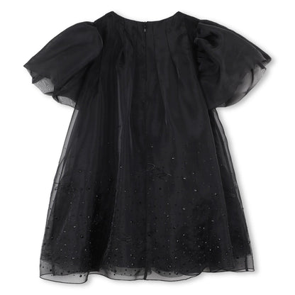 Embellished Puff Sleeve Dress, Black