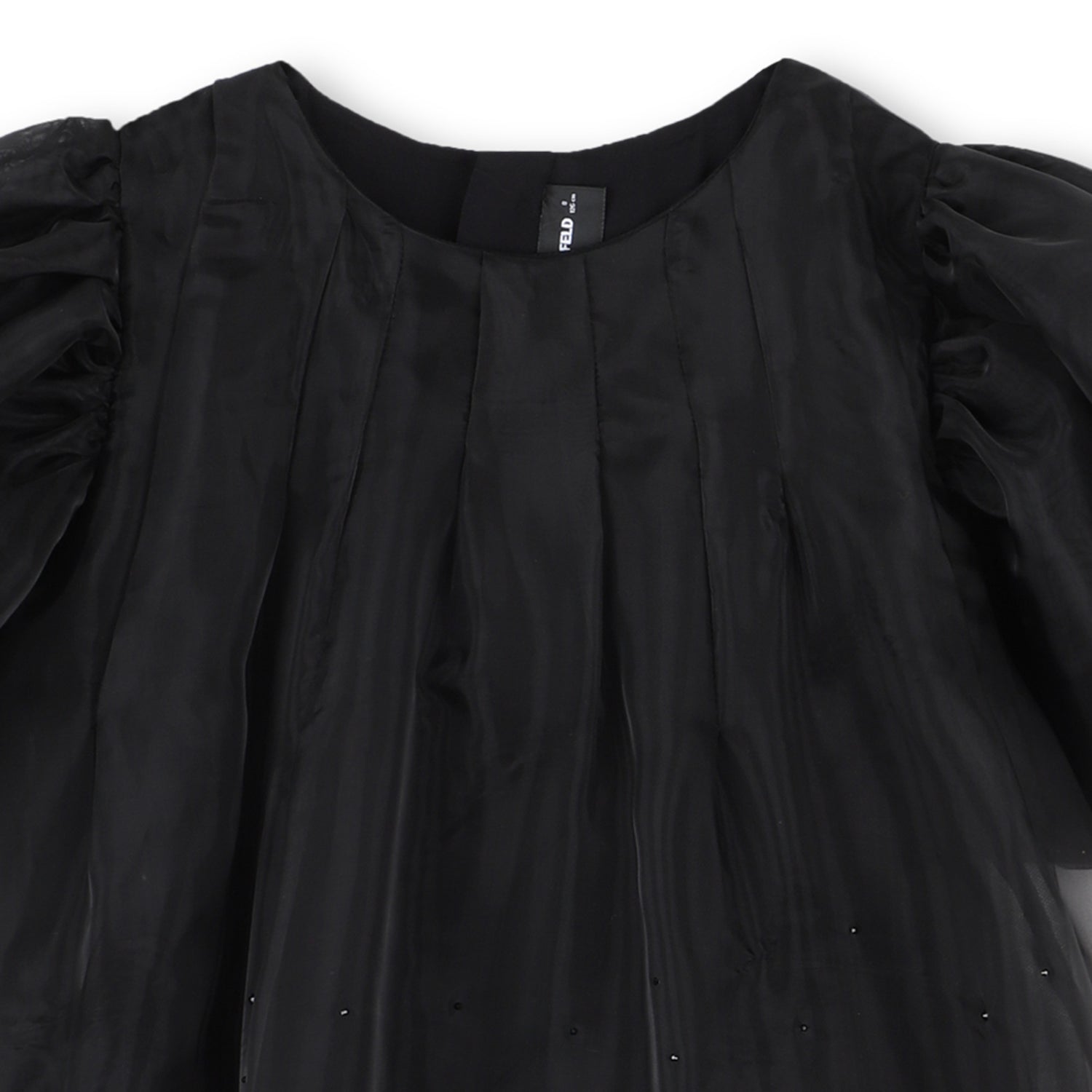 Embellished Puff Sleeve Dress, Black