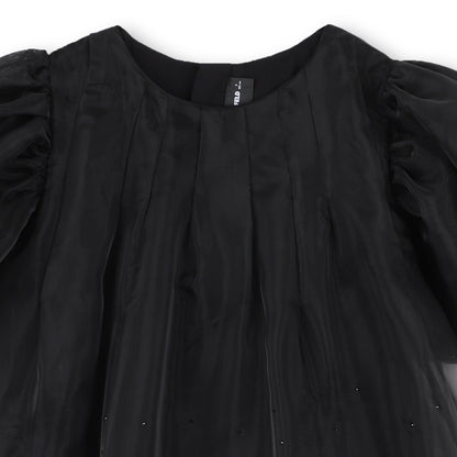 Embellished Puff Sleeve Dress, Black