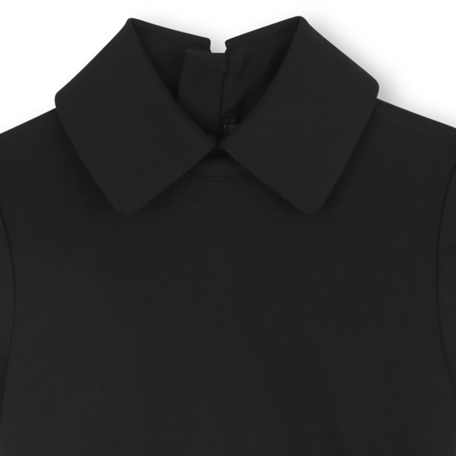 Pleated Skirt Dress with Contrast Collar, Black and Grey