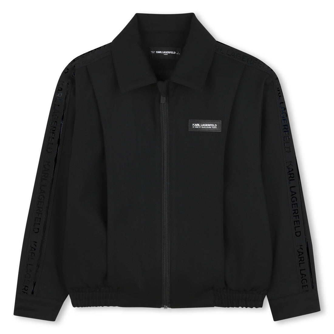 Zip-Up Jacket with Logo Tape Detail, Black