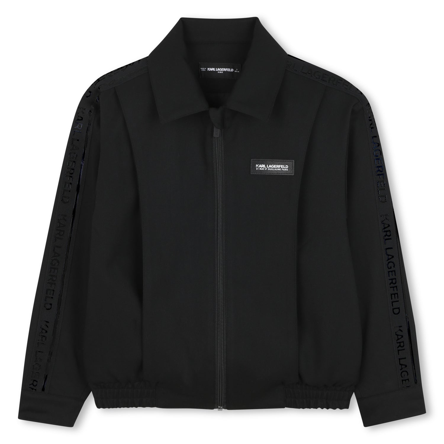 Zip-Up Jacket with Logo Tape Detail, Black