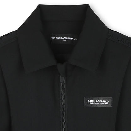 Zip-Up Jacket with Logo Tape Detail, Black