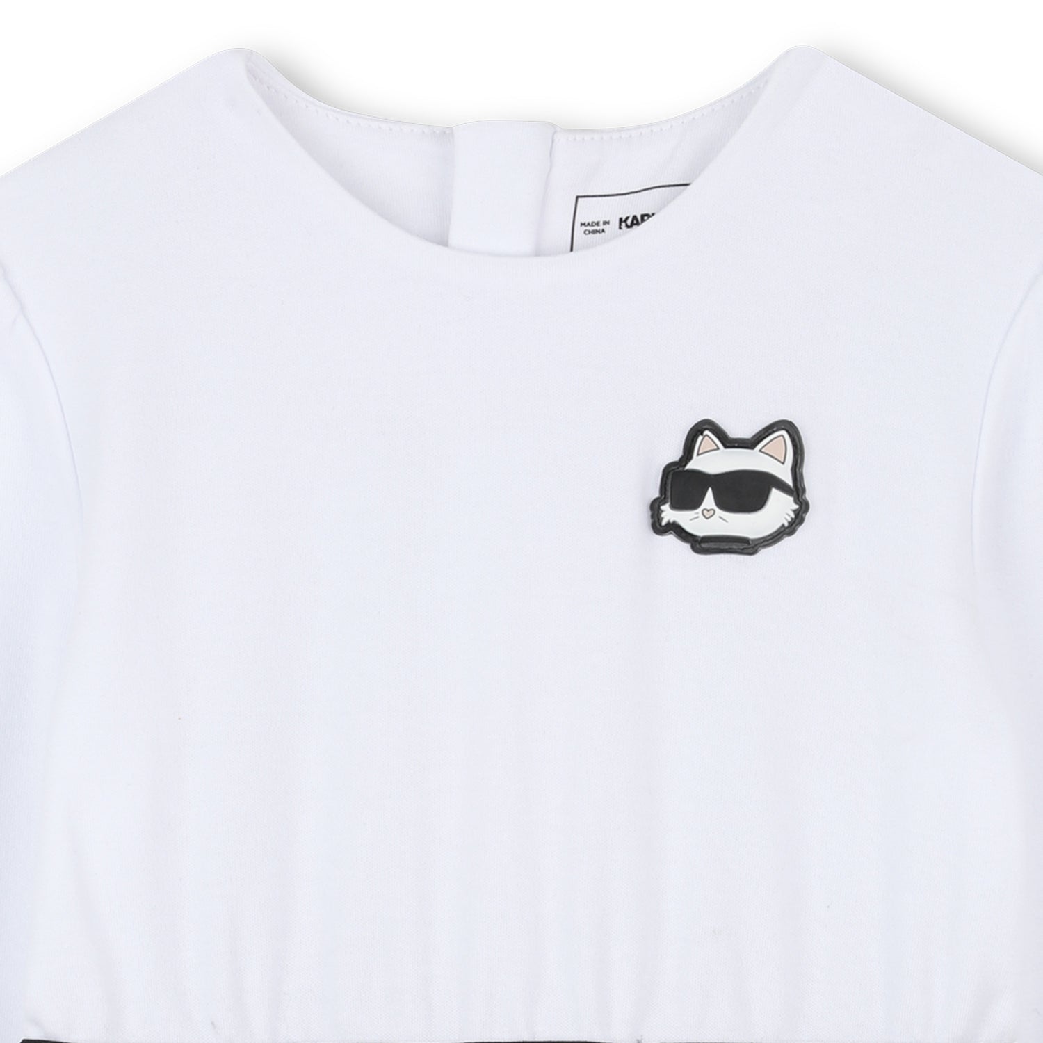 Girls Long Sleeve Dress with Choupette Print Skirt