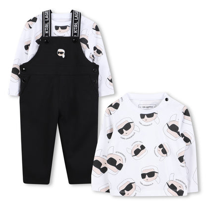 Baby Overall and Long Sleeve T-Shirt Set with Karl Lagerfeld Print